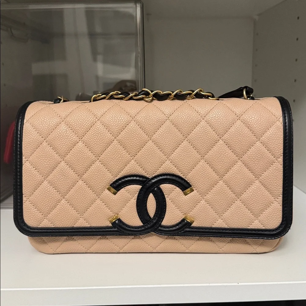 Authentic Chanel Medium Filagree Quilted Leather Bag